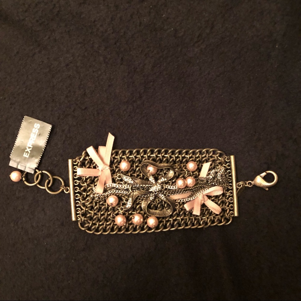 Pink Bow Rhinestone Breast Cancer Awareness Bracelet Express Years Ago NWT